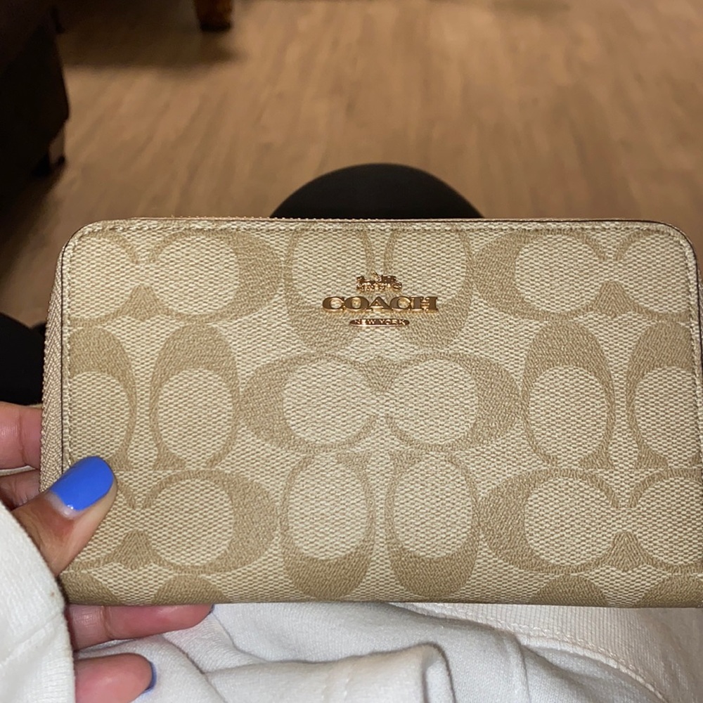 Light khaki mini coach wallet